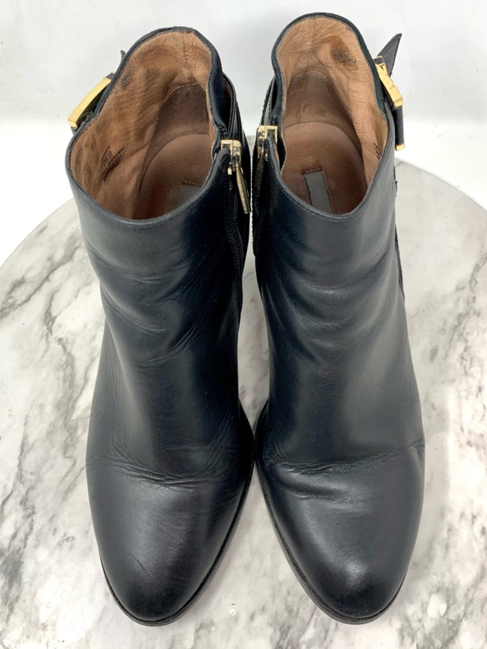 Louise Et Cie Vasca Black Leather & Suede Ankle Boot with Buckle 8 Preppy Chic - Picture 6 of 16